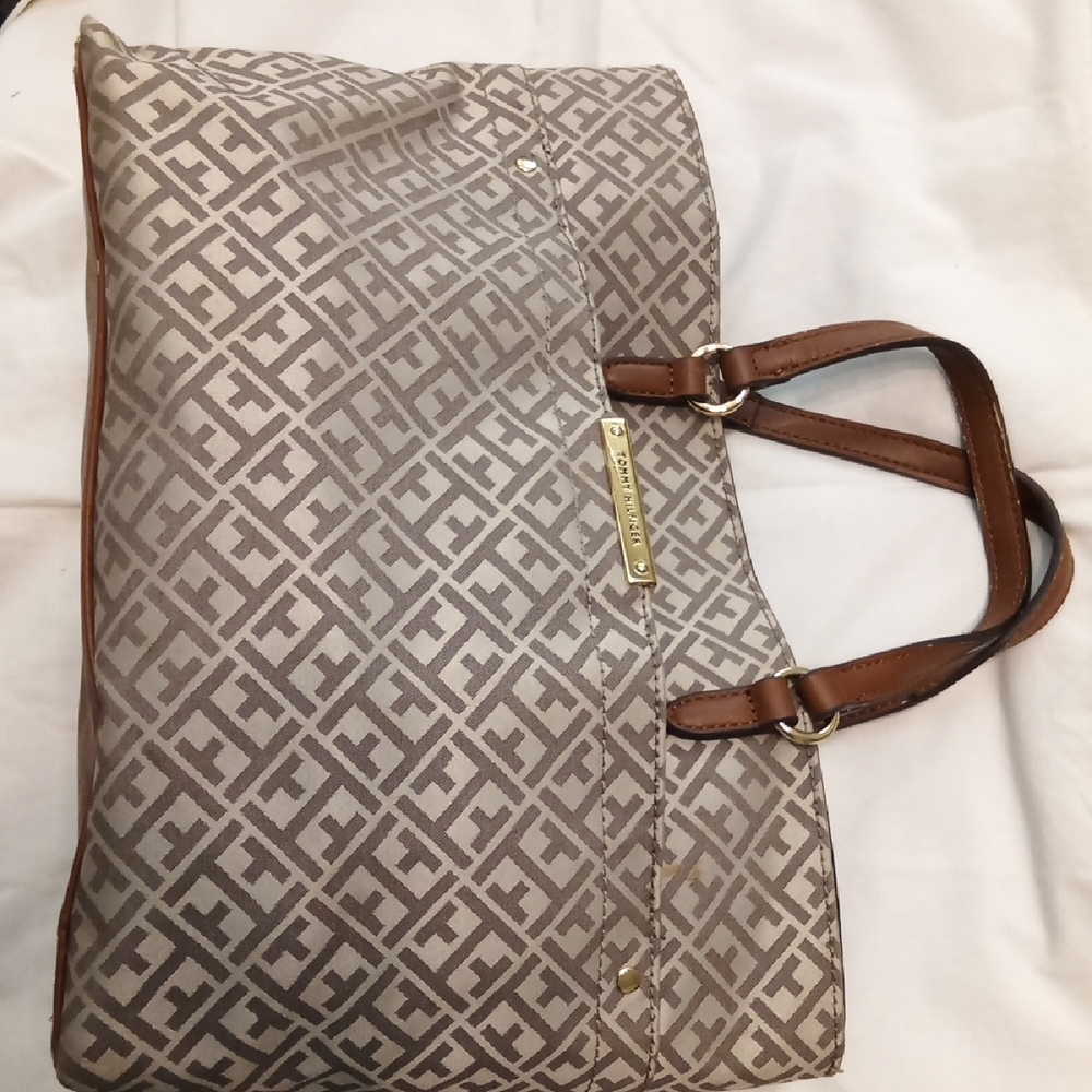 Tommy Hilfiger Brown and Tan Tote Bag
